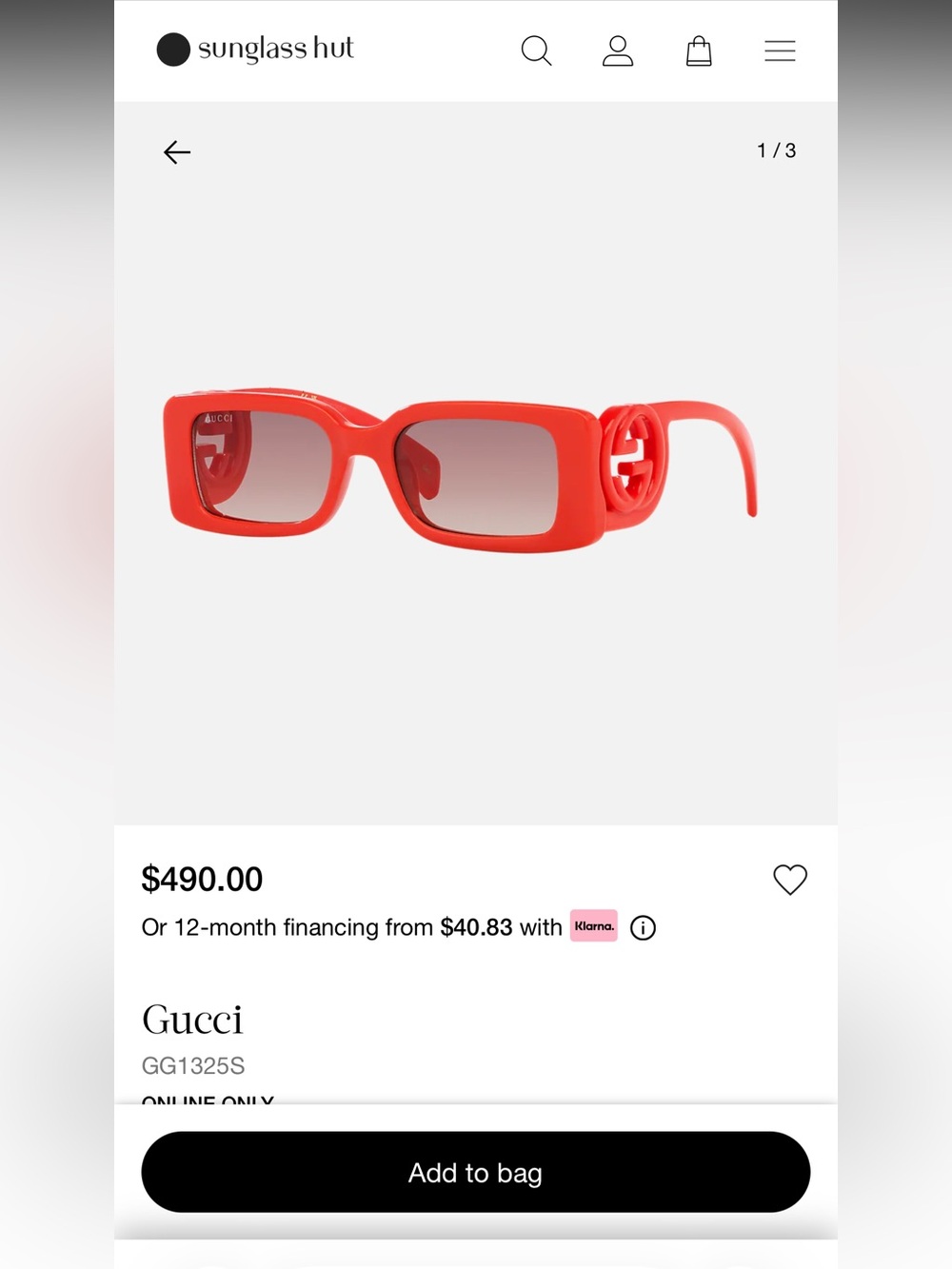 Gucci Bold Red Rectangular Sunglasses with Signature GG Temples